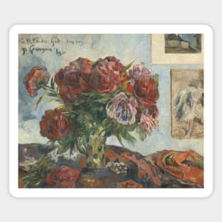 Still Life with Peonies by Paul Gauguin Magnet